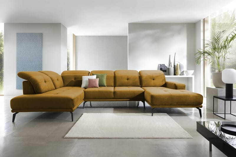 Devender Soffa m. Divan och Schäslong - Gul - Möbler - Soffa - U-soffa