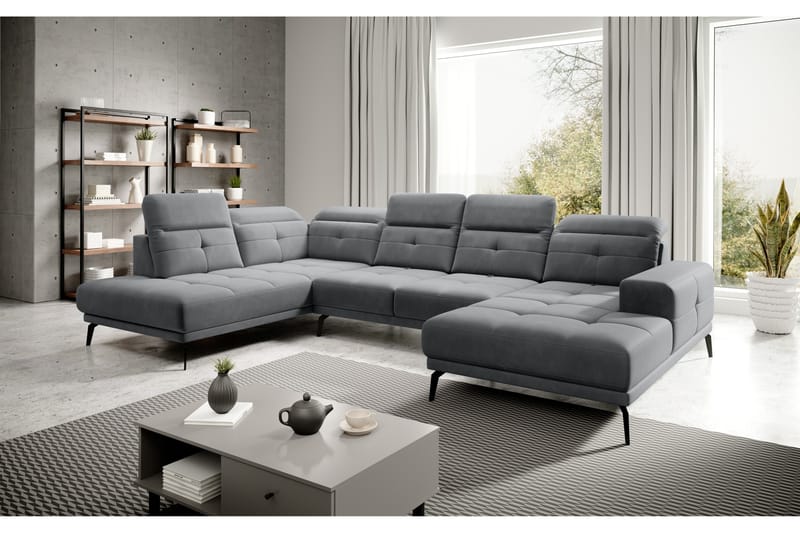 Devender Soffa m. Divan och Schäslong - Ljusgrå - Möbler - Soffa - U-soffa