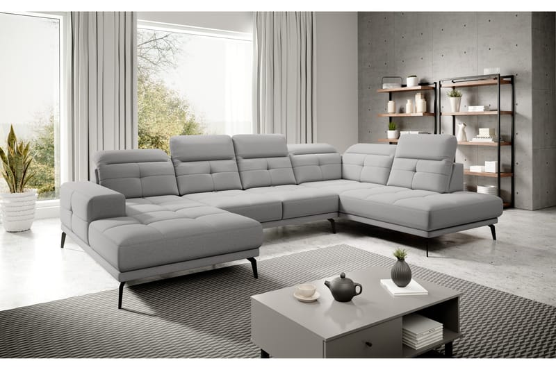 Devender Soffa m. Divan och Schäslong - Ljusgrå - Möbler - Soffa - U-soffa