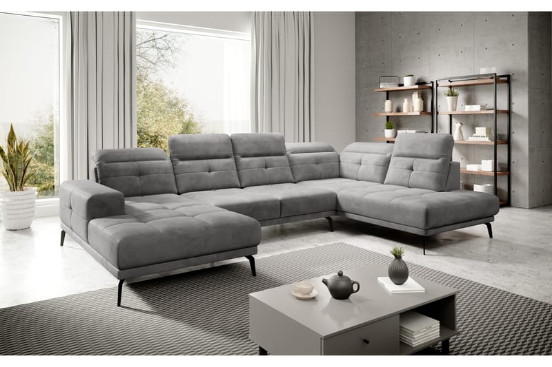Devender Soffa m. Divan och Schäslong - Ljusgrå - Möbler - Soffa - U-soffa
