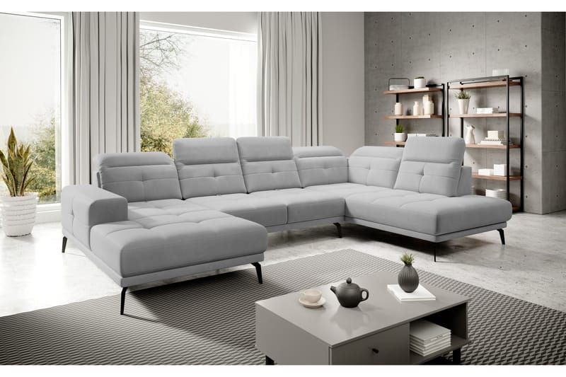 Devender Soffa m. Divan och Schäslong - Ljusgrå - Möbler - Soffa - U-soffa
