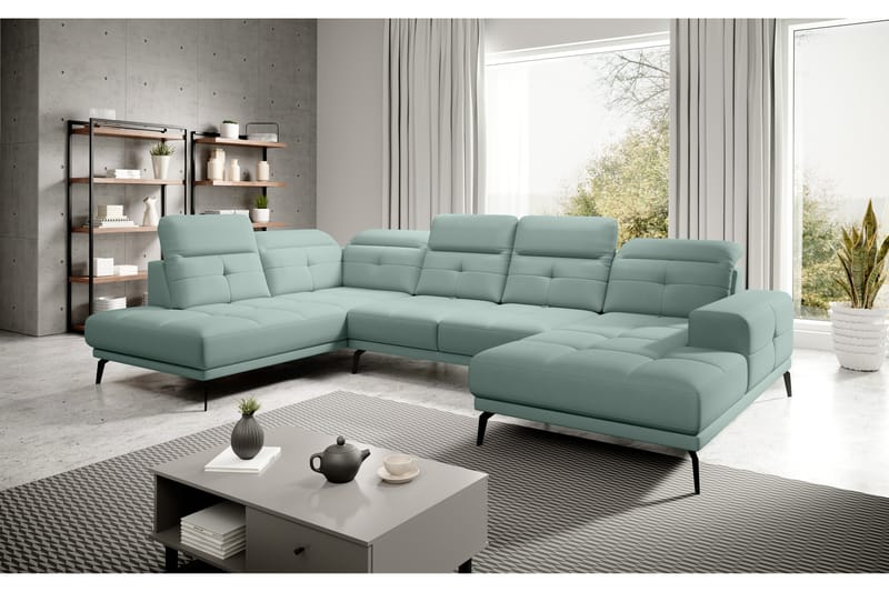 Devender Soffa m. Divan och Schäslong - Ljusgrön - Möbler - Soffa - U-soffa