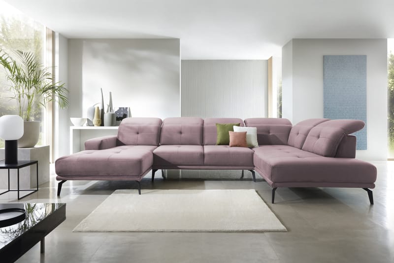 Devender Soffa m. Divan och Schäslong - Ljusrosa - Möbler - Soffa - U-soffa