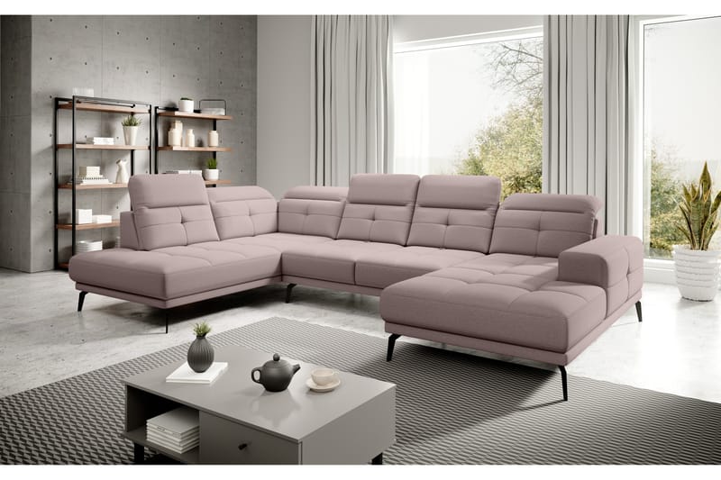 Devender Soffa m. Divan och Schäslong - Ljusrosa - Möbler - Soffa - U-soffa