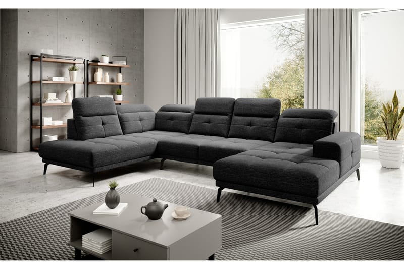 Devender Soffa m. Divan och Schäslong - Mörkgrå - Möbler - Soffa - U-soffa