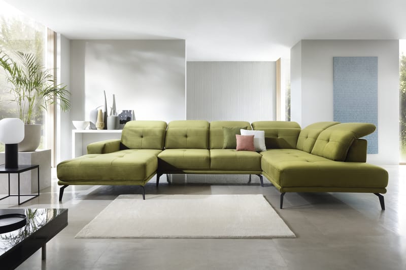 Devender Soffa m. Divan och Schäslong - Olivgrön - Möbler - Soffa - U-soffa