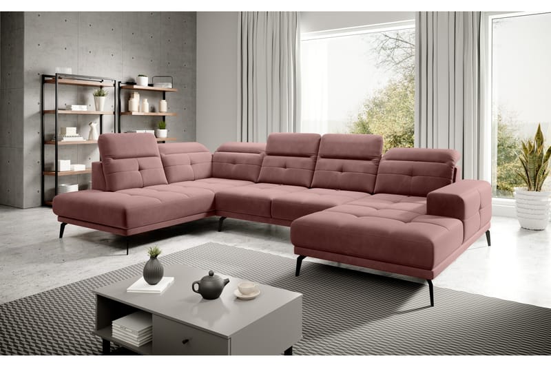 Devender Soffa m. Divan och Schäslong - Rosa - Möbler - Soffa - U-soffa