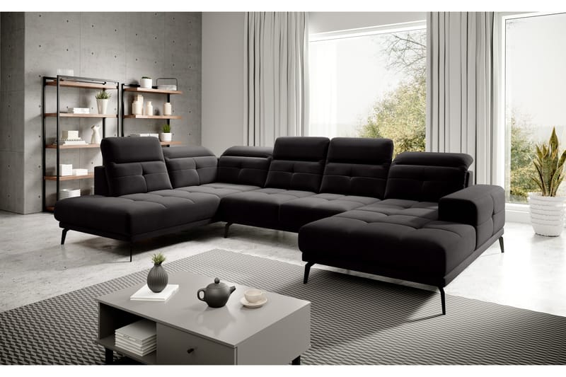 Devender Soffa m. Divan och Schäslong - Svart - Möbler - Soffa - U-soffa