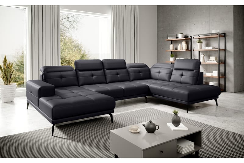 Devender Soffa m. Divan och Schäslong - Svart - Möbler - Soffa - U-soffa