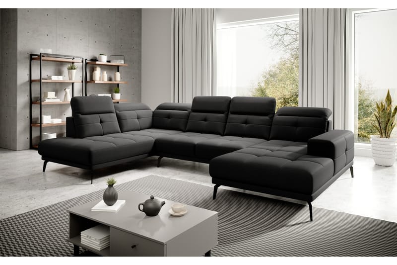 Devender Soffa m. Divan och Schäslong - Svart - Möbler - Soffa - U-soffa