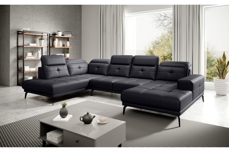 Devender Soffa m. Divan och Schäslong - Svart - Möbler - Soffa - U-soffa