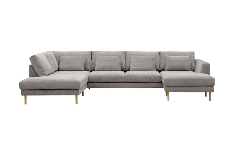 Florenz 4-sits Vänstervänd U-formad Soffa med Divan och Schäslong i Chenille, Ljusgrå