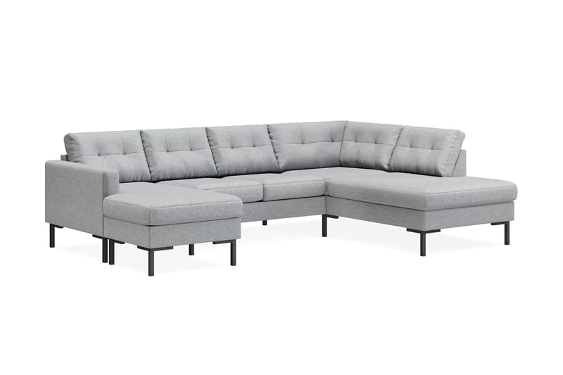 Frillestad 4-sits Vänstervänd U-formad Soffa med Divan och Schäslong i Tyg - Grå - Möbler - Soffa - U-soffa