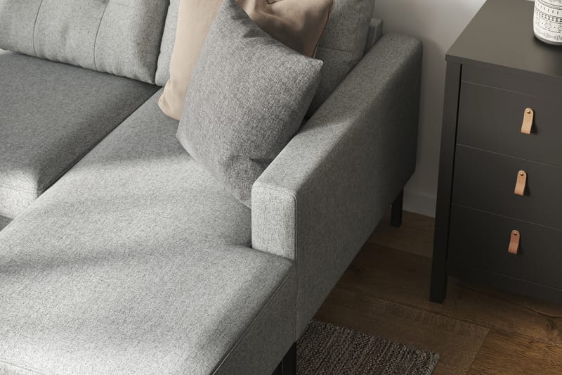 Frillestad 4-sits Vänstervänd U-formad Soffa med Divan och Schäslong i Tyg - Grå - Möbler - Soffa - U-soffa