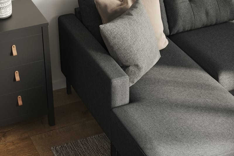 Frillestad 5-sits Högervänd U-formad Soffa med Divan och Schäslong i Tyg - Mörkgrå - Möbler - Soffa - U-soffa