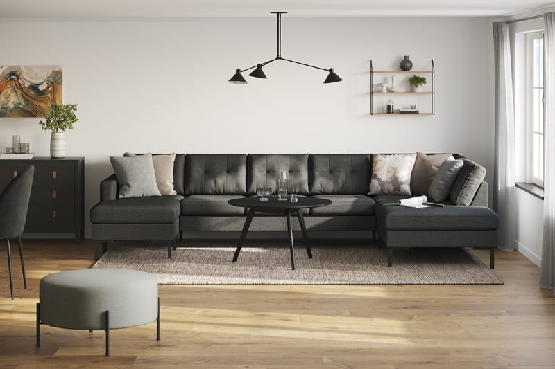 Frillestad 5-sits Högervänd U-formad Soffa med Divan och Schäslong i Tyg - Mörkgrå - Möbler - Soffa - U-soffa
