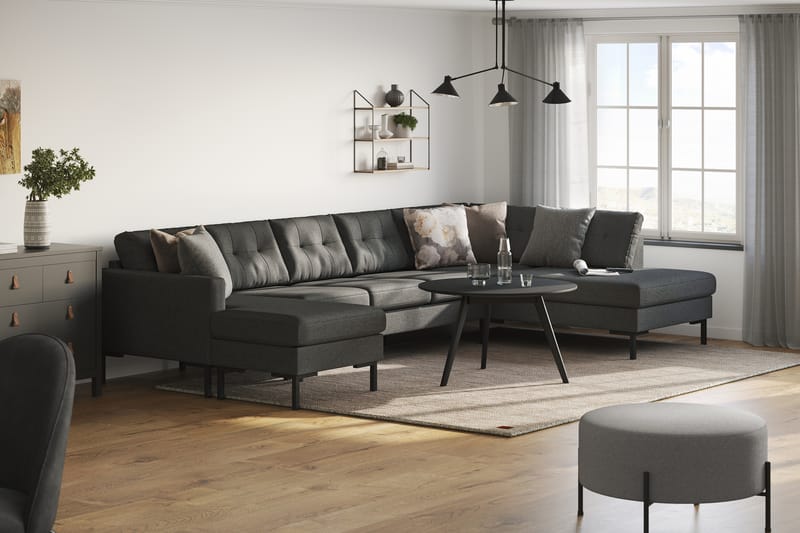 Frillestad 5-sits Högervänd U-formad Soffa med Divan och Schäslong i Tyg - Mörkgrå - Möbler - Soffa - U-soffa
