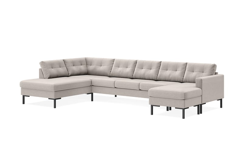 Frillestad 5-sits Vänstervänd U-formad Soffa med Divan och Schäslong i Tyg - Beige - Möbler - Soffa - U-soffa