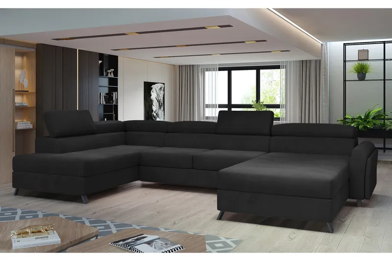 Josette U-soffa med Divan Höger, Svart