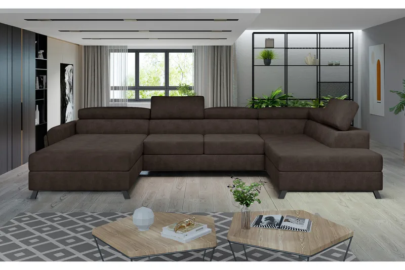 Josette U-soffa med Divan Vänster, Brun
