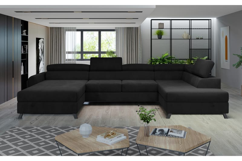 Josette U-soffa med Divan Vänster - Svart - Möbler - Soffa - U-soffa
