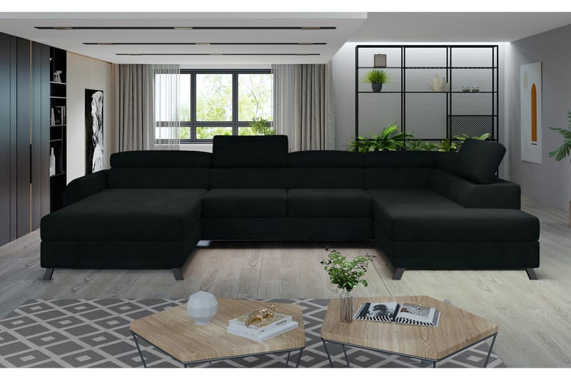 Josette U-soffa med Divan Vänster, Svart