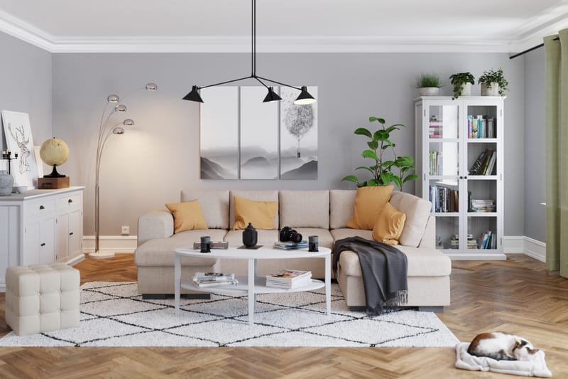 Link 4-sits Högervänd U-formad Large Soffa med Divan och Schäslong i Tyg - Beige - Möbler - Soffa - U-soffa