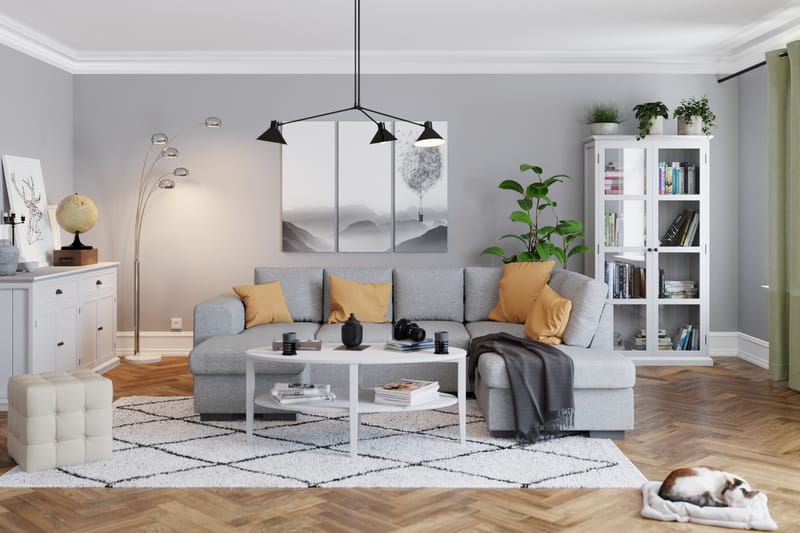 Link 4-sits Högervänd U-formad Large Soffa med Divan och Schäslong i Tyg - Ljusgrå - Möbler - Soffa - U-soffa