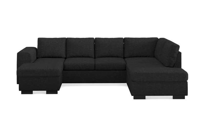 Link 4-sits Högervänd U-formad Large Soffa med Divan och Schäslong i Tyg - Svart - Möbler - Soffa - U-soffa