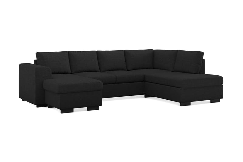 Link 4-sits Högervänd U-formad Large Soffa med Divan och Schäslong i Tyg - Svart - Möbler - Soffa - U-soffa