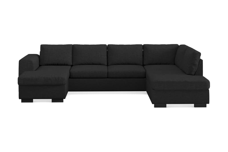 Link 4-sits Högervänd U-formad X-Large Soffa med Divan och Schäslong i Tyg - Svart - Möbler - Soffa - U-soffa