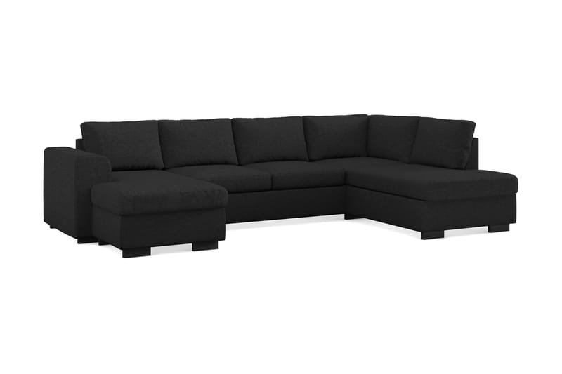 Link 4-sits Högervänd U-formad X-Large Soffa med Divan och Schäslong i Tyg - Svart - Möbler - Soffa - U-soffa