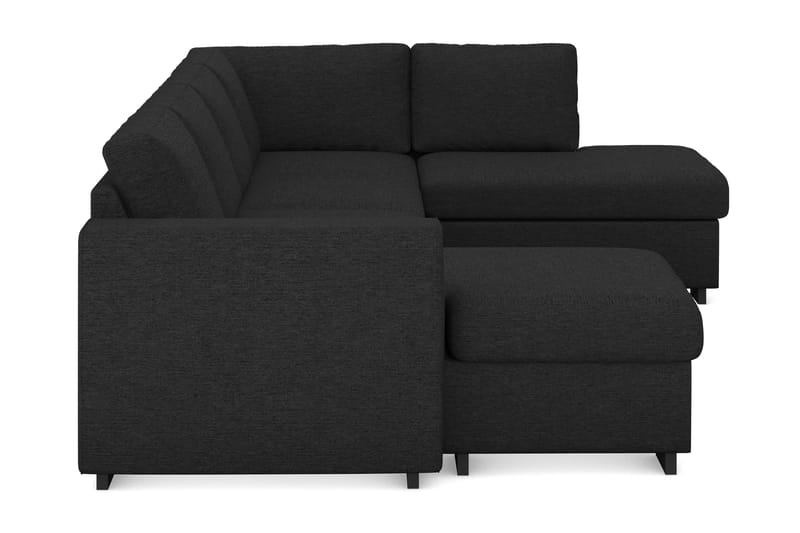 Link 4-sits Högervänd U-formad X-Large Soffa med Divan och Schäslong i Tyg - Svart - Möbler - Soffa - U-soffa
