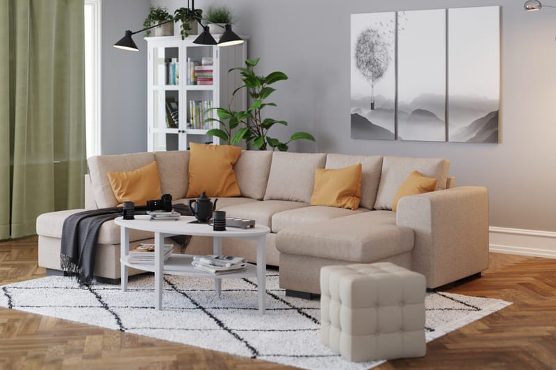 Link 4-sits Vänstervänd U-formad Soffa med Divan och Schäslong i Tyg - Beige - Möbler - Soffa - U-soffa