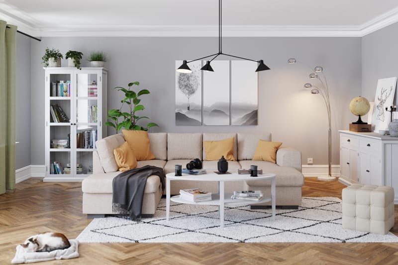 Link 4-sits Vänstervänd U-formad Soffa med Divan och Schäslong i Tyg - Beige - Möbler - Soffa - U-soffa