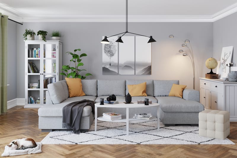 Link 4-sits Vänstervänd U-formad X-Large Soffa med Divan och Schäslong i Tyg - Ljusgrå - Möbler - Soffa - U-soffa