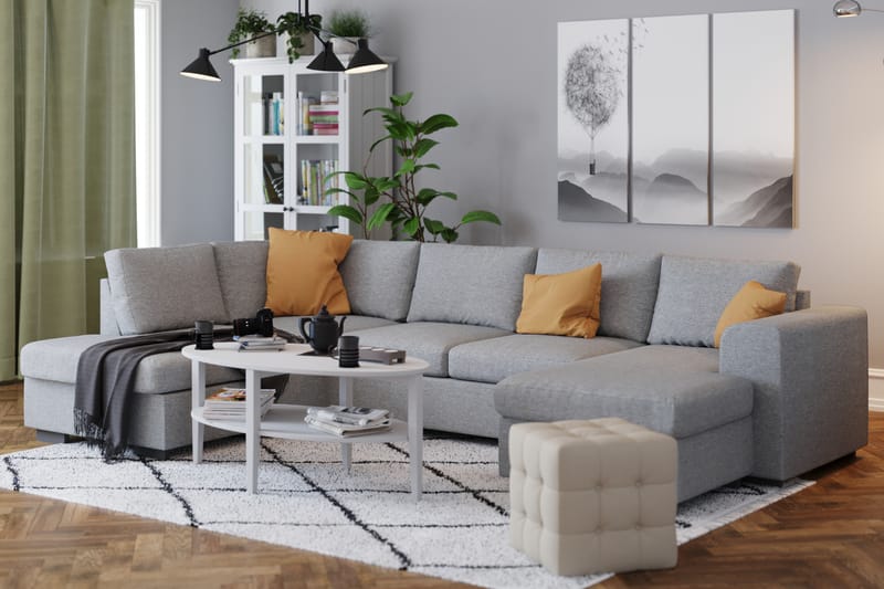 Link 4-sits Vänstervänd U-formad X-Large Soffa med Divan och Schäslong i Tyg - Ljusgrå - Möbler - Soffa - U-soffa
