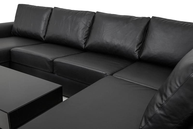 Link 5-sits Högervänd U-formad X-Large Soffa med Divan och Schäslong i Konstläder - Svart - Möbler - Soffa - U-soffa