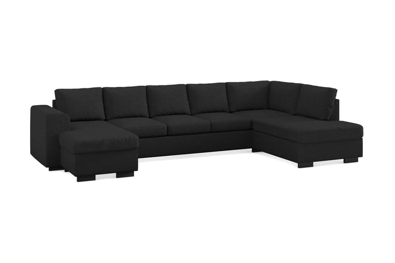 Link 5-sits Högervänd U-formad XX-Large Soffa med Divan och Schäslong i Tyg - Svart - Möbler - Soffa - U-soffa