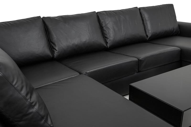 Link 5-sits Vänstervänd U-formad X-Large Soffa med Divan och Schäslong i Konstläder - Svart - Möbler - Soffa - U-soffa