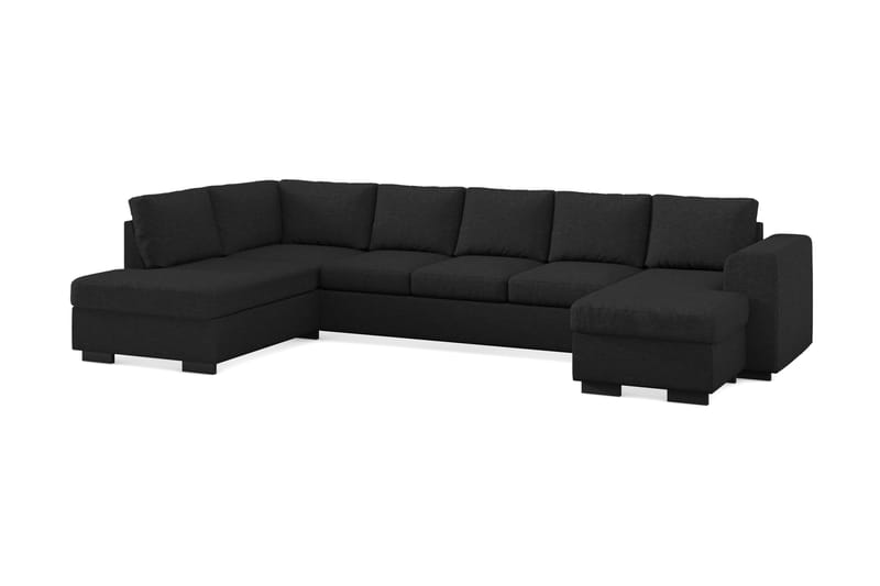 Link 5-sits Vänstervänd U-formad XX-Large Soffa med Divan och Schäslong i Tyg - Svart - Möbler - Soffa - U-soffa
