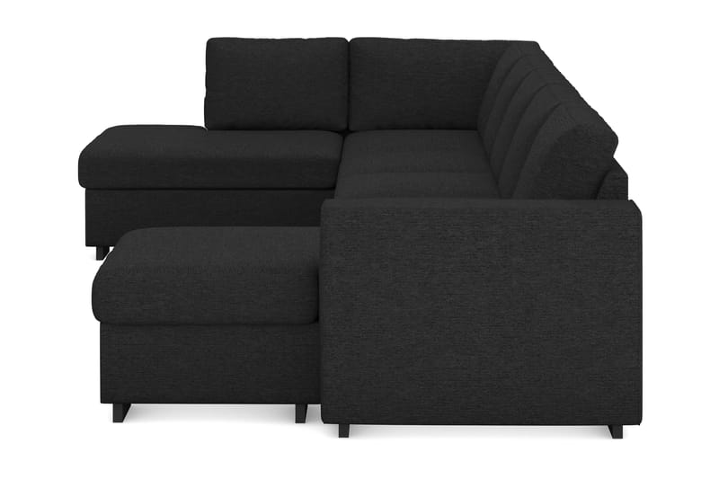 Link 5-sits Vänstervänd U-formad XX-Large Soffa med Divan och Schäslong i Tyg - Svart - Möbler - Soffa - U-soffa