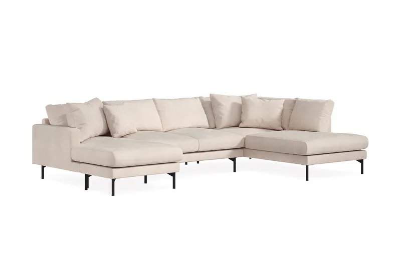 Menard 4-sits Högervänd U-formad Soffa med Divan och Schäslong i Manchester - Beige - Möbler - Soffa - U-soffa