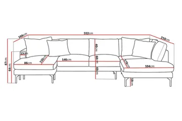 Menard 4-sits Högervänd Stor U-formad Djup Soffa med Divan och Schäslong i Manchester - Grå - Möbler - Soffa - U-soffa