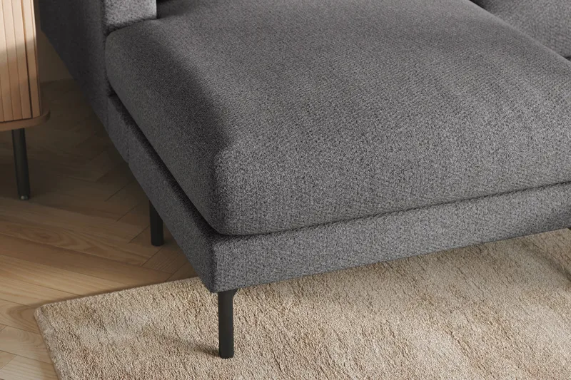 Menard 4-sits Högervänd U-formad Soffa med Divan och Schäslong i Tyg - Mörkgrå - Möbler - Soffa - U-soffa