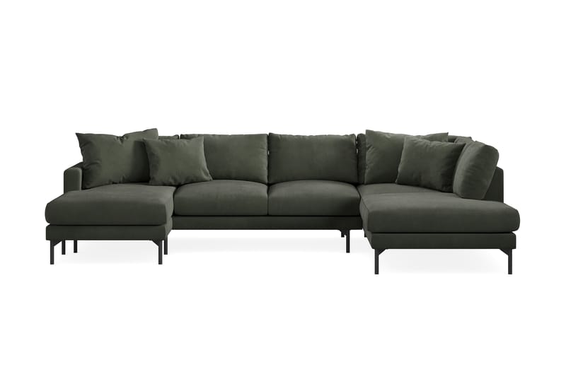 Menard 4-sits Högervänd U-formad Soffa med Divan och Schäslong i Manchester - Mörkgrön - Möbler - Soffa - U-soffa