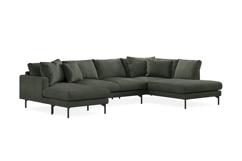 Menard 4-sits Högervänd U-formad Soffa med Divan och Schäslong i Manchester - Mörkgrön - Möbler - Soffa - U-soffa