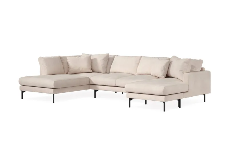 Menard 4-sits Vänstervänd U-formad Large Soffa med Divan och Schäslong i Manchester - Beige - Möbler - Soffa - U-soffa