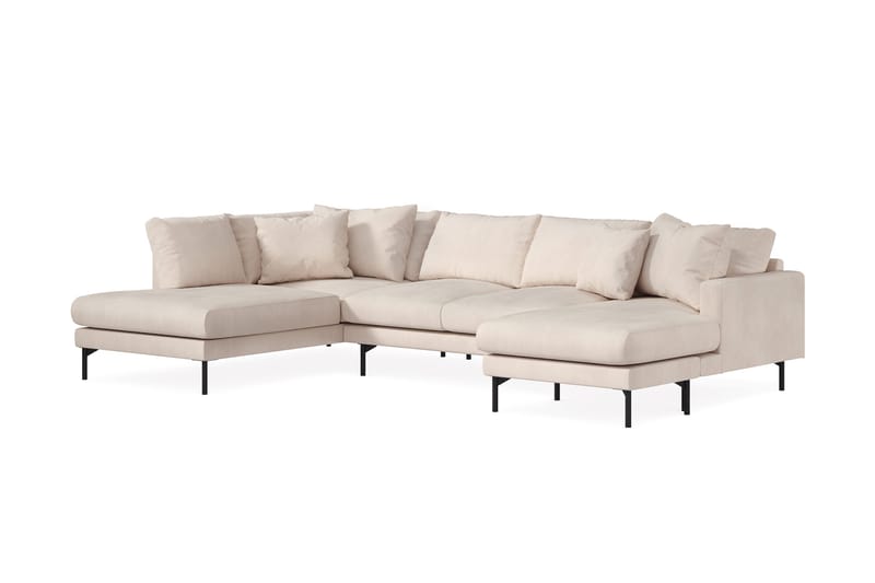 Menard 4-sits Vänstervänd Stor U-formad Djup Large Soffa med Divan och Schäslong i Manchester - Beige - Möbler - Soffa - U-soffa