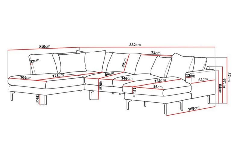 Menard 4-sits Vänstervänd Stor U-formad Djup Large Soffa med Divan och Schäslong i Manchester - Beige - Möbler - Soffa - U-soffa